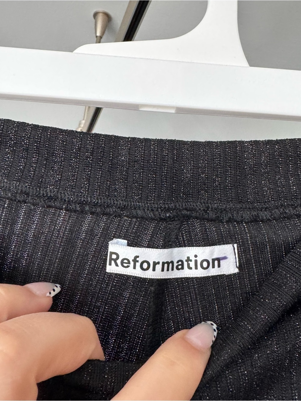 Reformation Black Sparkly Largo Pant Wide Leg Knit Trousers Size Large - Picture 7 of 10